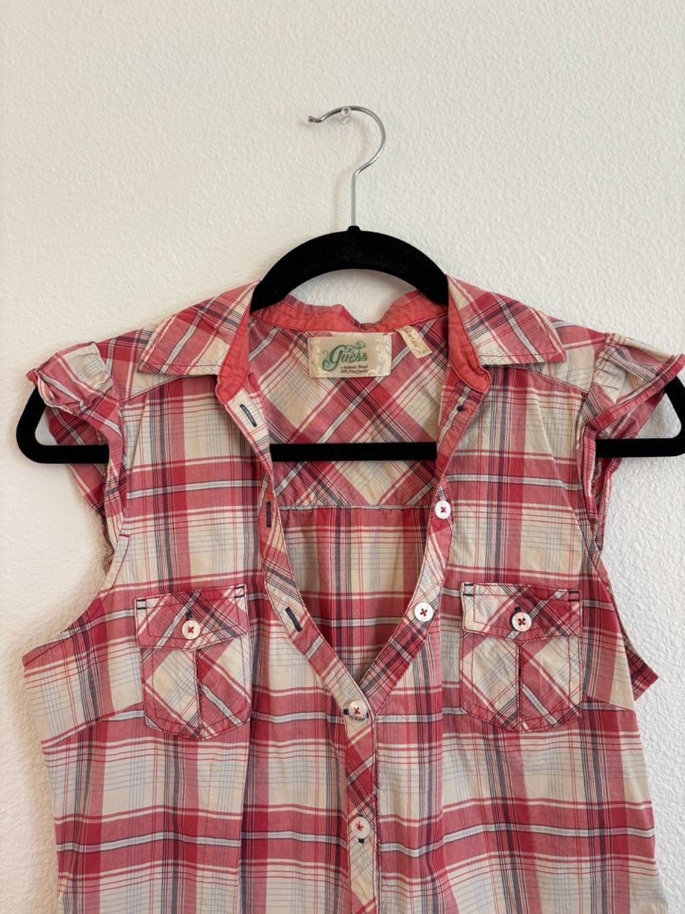 vintage guess plaid button up blouse Y2K size large - Picture 3 of 6